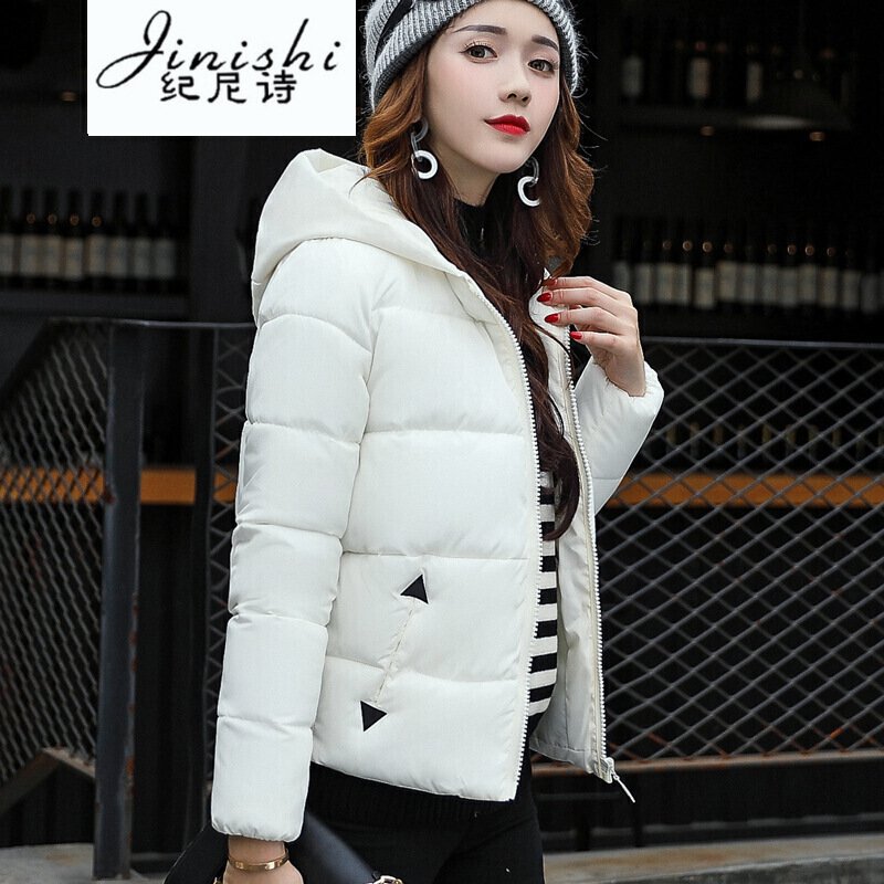 纪尼诗女装2018羽绒服冬女韩版短款宽松连帽显瘦时尚学生面包服外套