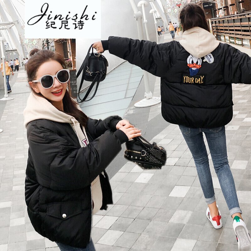 纪尼诗女装2018学生羽绒服宽松面包服休闲棒球短外套加厚韩版女冬季新款