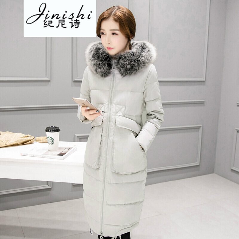 纪尼诗女装鸭绒2018冬季新款韩版修身A字飞机款羽绒服女中长款