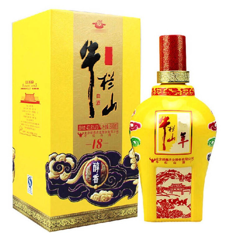 牛栏山二锅头白酒醇香十八年18年408度500ml单瓶装