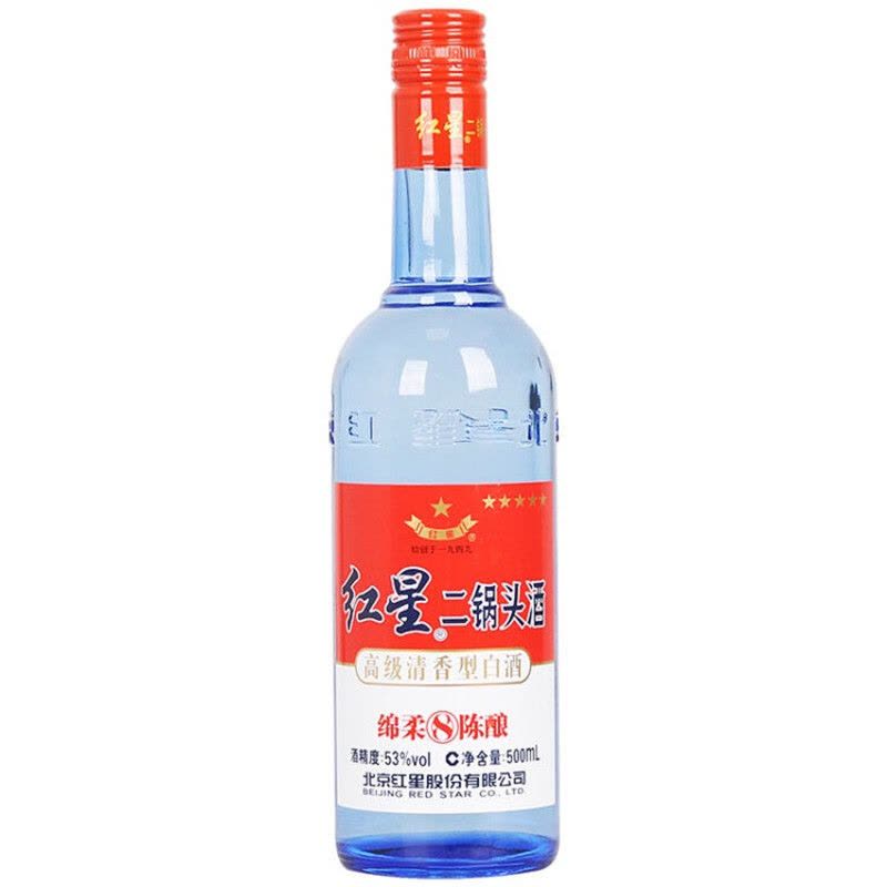 红星二锅头 绵柔8陈酿/纯粮 53度 500ml*12 整箱装 清香型高度白酒（新老包装随机发货）图片