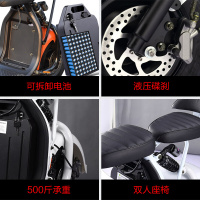 哈雷电动摩托车电瓶车双座成人两轮踏板跑车自行车M6前后双气囊减震55km锂电轰鸣版