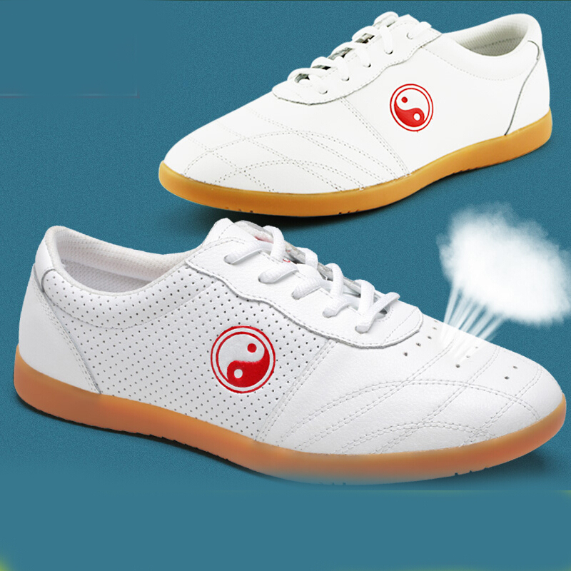 太极鞋软牛皮牛筋底真皮太极拳鞋功夫女春夏季练功鞋男武术鞋