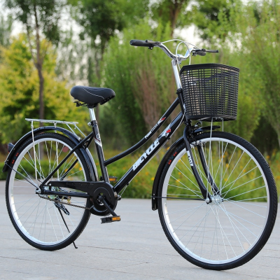 锦年自行车成人男式女式24寸26寸复古车通勤车老人代步通用车单车轻便自行车
