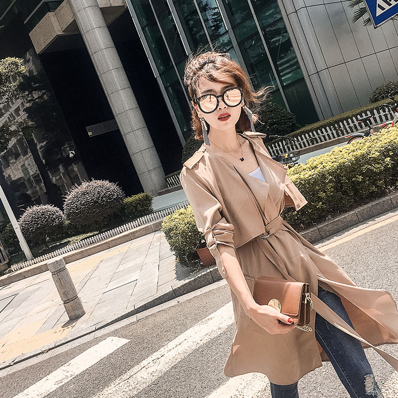 qma新款港风收腰风衣女中长款秋装2017新款小个子春秋薄韩版过膝外套定制