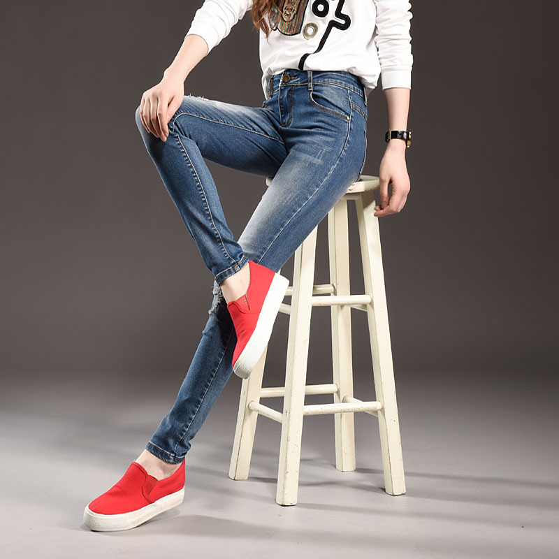 春夏装12初高中学生13岁女孩14大童15少女裤16修身小脚牛仔长裤女定制