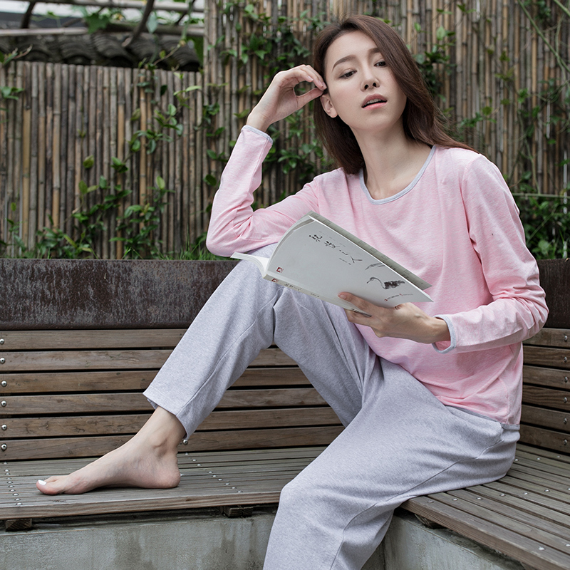 qma新款睡衣女春秋棉长袖薄款休闲居家情侣宽松家居服套装夏可外穿男