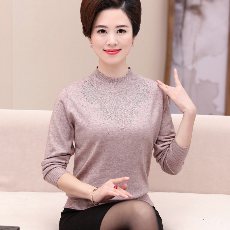 sexemara中老年女装 qma新款2017新款妈妈打底衫40岁50秋衣穿中年人
