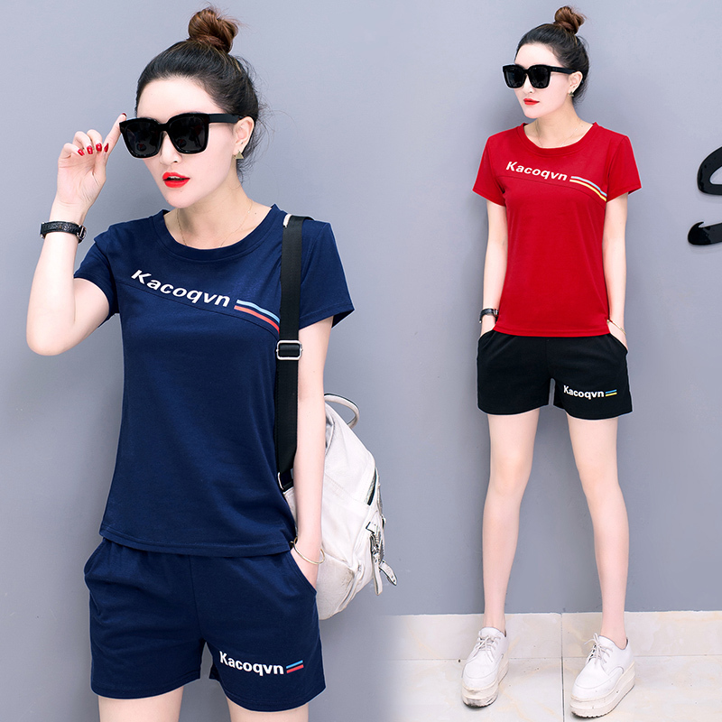 新款休闲套装女夏装2017新款时尚学生短袖短裤两件套夏天跑步运动服女