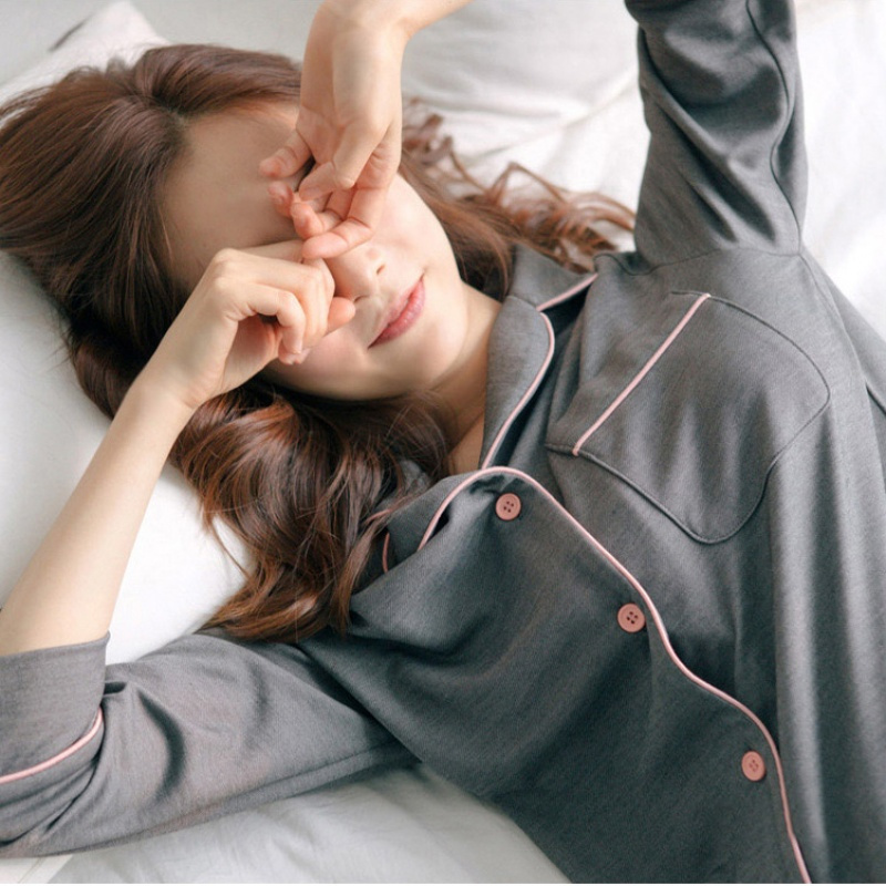 bw9新款睡衣女长袖秋季棉薄款韩版可爱莫代尔家居服女士春秋天开衫套装定制