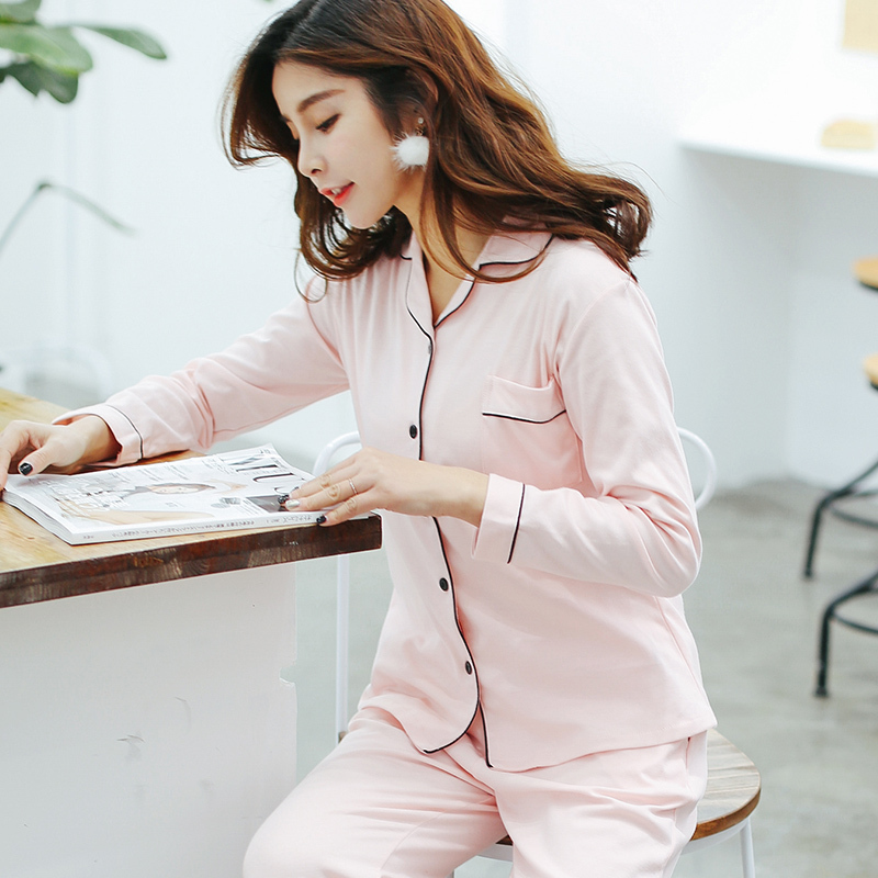 bw9新款睡衣女长袖秋季棉薄款韩版可爱莫代尔家居服女士春秋天开衫套装定制