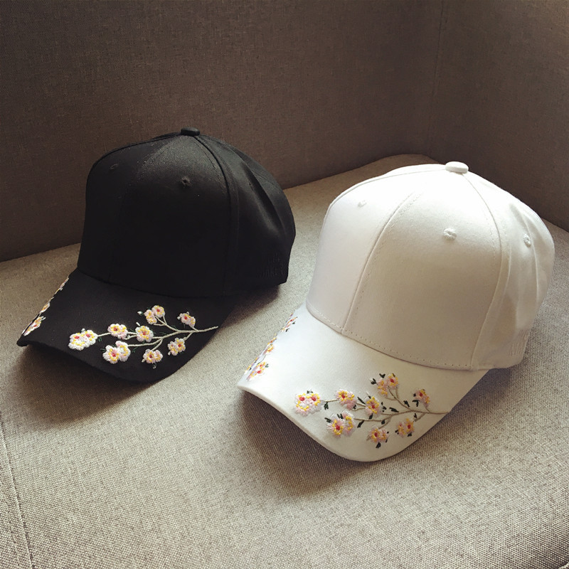 bw9新款梅花刺绣帽子女夏季棒球帽韩版时尚百搭遮阳鸭舌帽棉棒球弯檐
