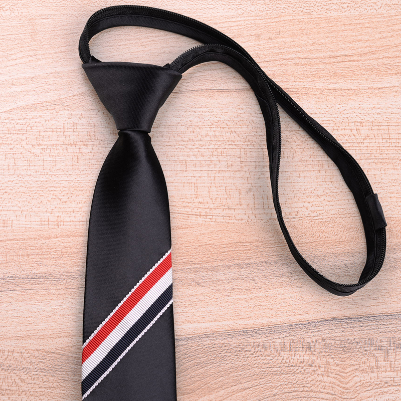 qma新款懒人领带男士窄版6cm拉链领带新郎结婚纯黑易拉得时尚领带定制
