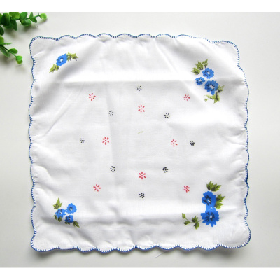 qma新款12条装小花手绢月牙边老年人棉女士儿童印花手帕怀旧包邮棉