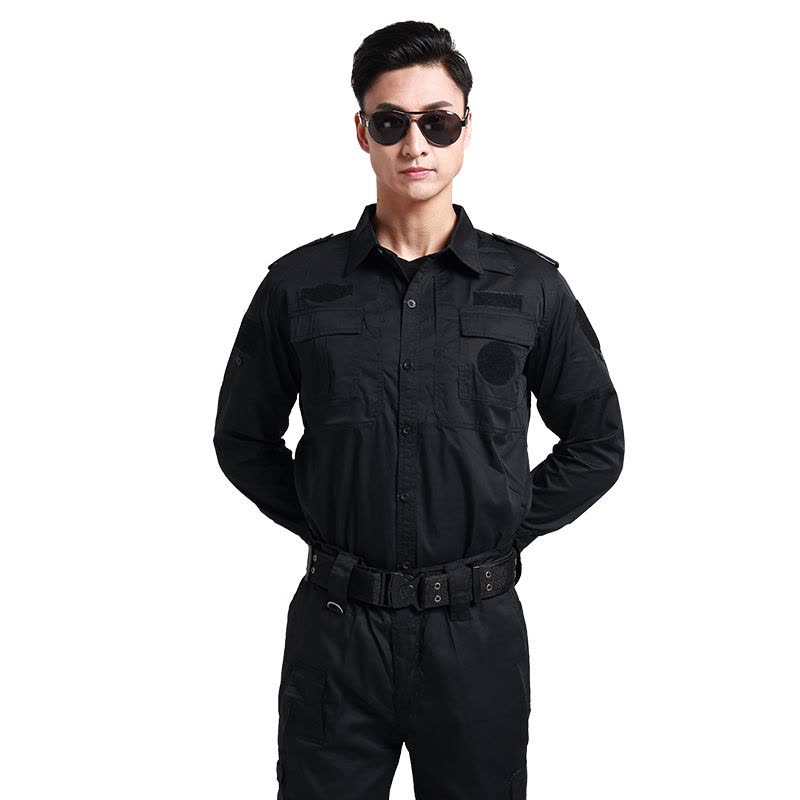 qma新款夏季短袖保安制服作训服套装上衣男物业安保黑色制服上装工作制服定制图片