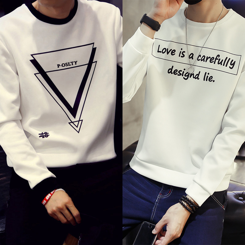 qma新款春秋男装男士长袖T恤新款潮衣服圆领卫衣秋衣上衣外穿体恤打底衫定制