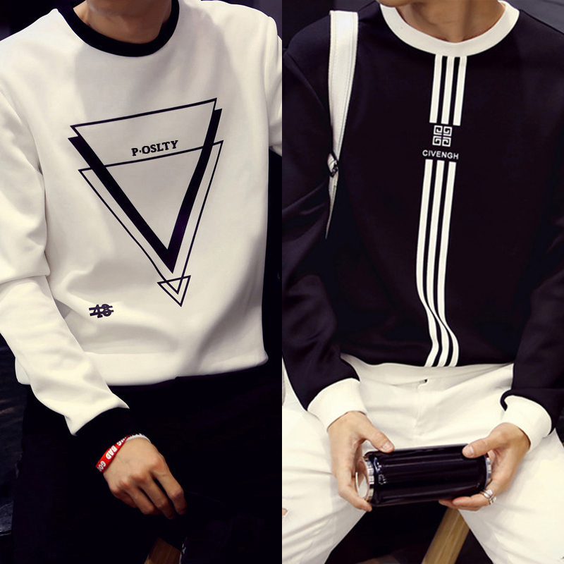 qma新款春秋男装男士长袖T恤新款潮衣服圆领卫衣秋衣上衣外穿体恤打底衫定制