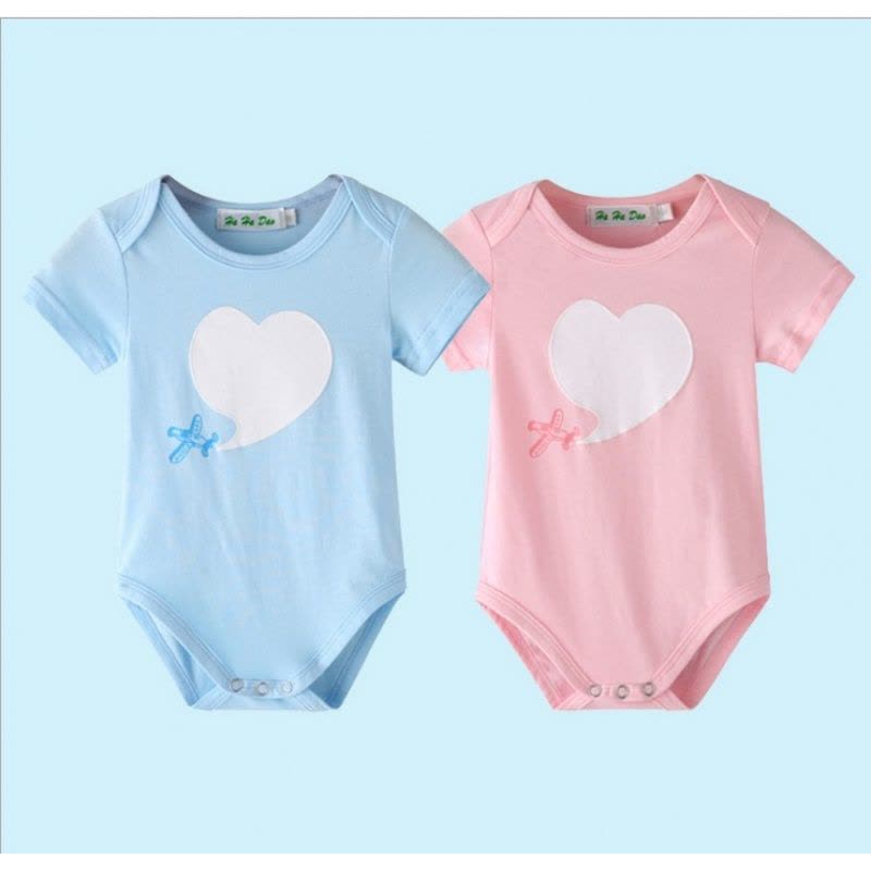 qma新款蓝色短袖T恤亲子装百天照婴儿宝宝爬服 一家三口全家装粉色上衣定制图片