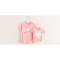 qma新款蓝色短袖T恤亲子装百天照婴儿宝宝爬服 一家三口全家装粉色上衣定制