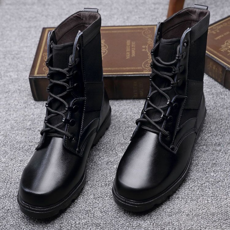 bw9新款超轻作战靴皮靴男高帮透气马丁靴冬季保暖羊毛靴子男军勾鞋 配