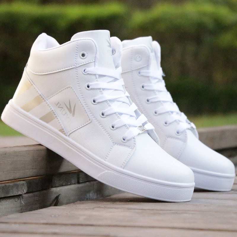 韩版潮男鞋子内增高6cm8cm春秋季男式学生高帮运动休闲防水白板鞋定制