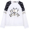 a02商场同款 秋冬新品韩版潮流拼色风字母猫圆领女长袖T恤