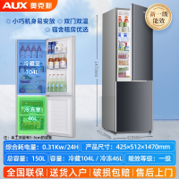奥克斯(AUX)66L128升冰箱家用双开门大容量出租房小型电冰箱_150K187L银色双门一级能效款