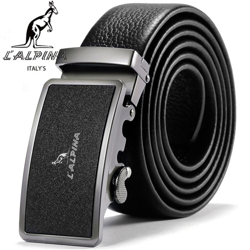 意大利lalpina袋鼠皮带男自动扣真皮商务腰带时尚头层牛皮裤带潮120cm
