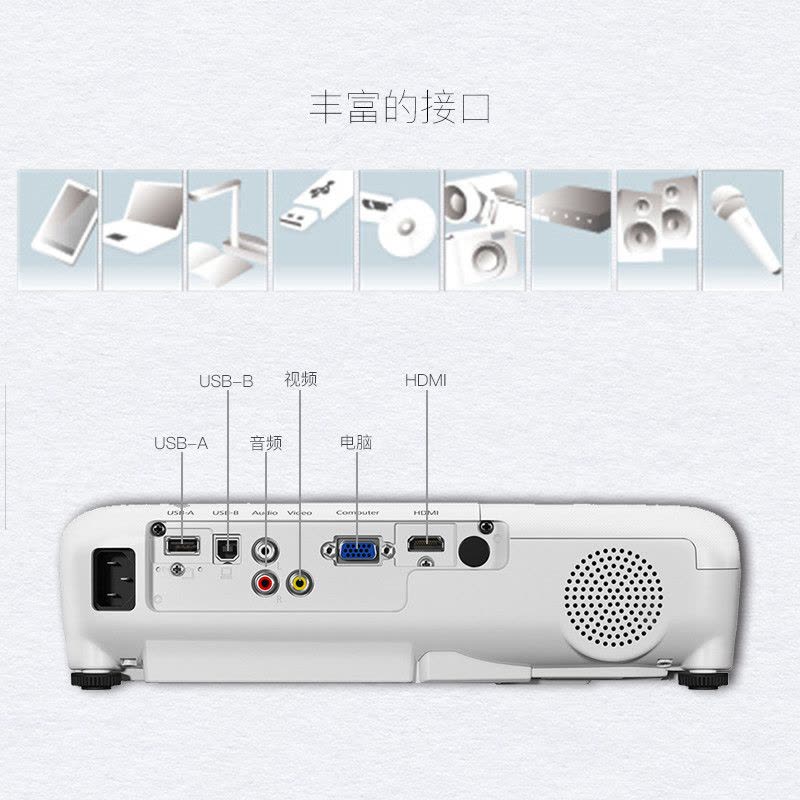 爱普生（EPSON) CB-S05投影仪 高清家用商务办公会议便携投影机3200流明S04升级版标配+吊架+10米线图片