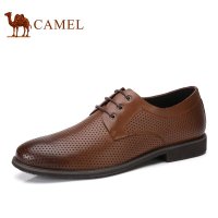 Camel/骆驼男鞋 新品镂空透气鞋商务休闲鞋系带牛皮男鞋