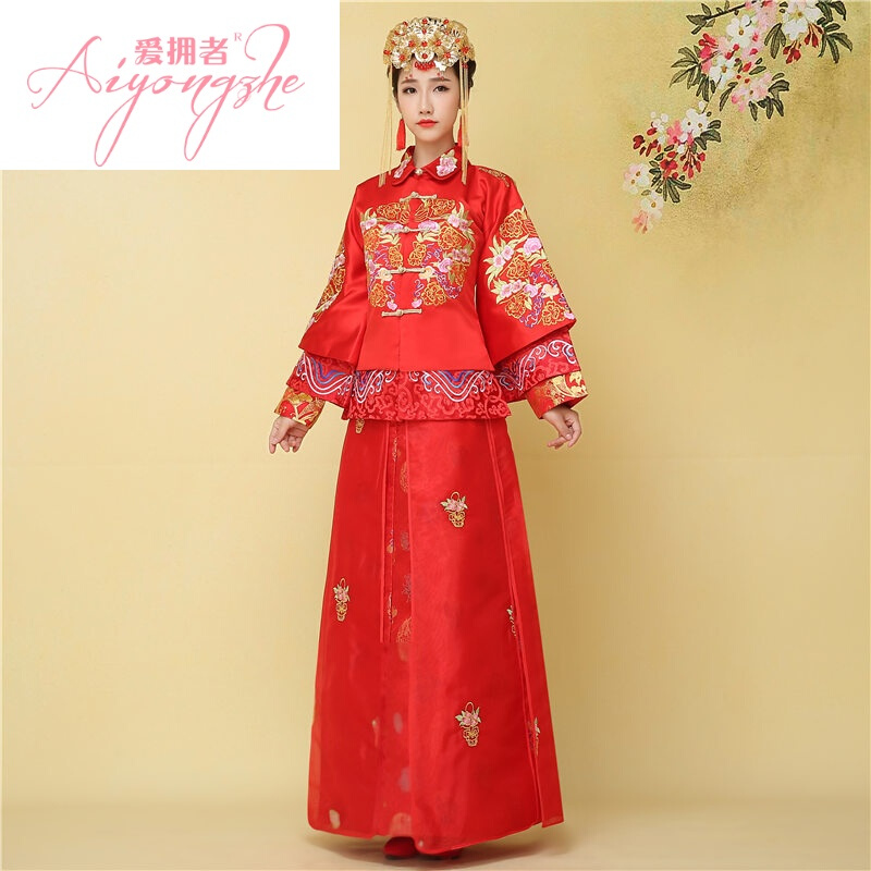 爱拥者秀禾服新娘2017杨幂同款中式婚纱礼服