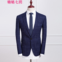 锦铭七玥热销2017新款秋季男装暗纹单西韩版修身休闲西服潮外套