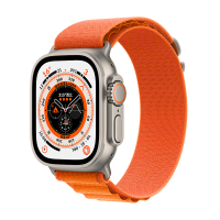 2022年新款 苹果 Apple Watch Ultra (GPS + 蜂窝网络)49mm 钛金属表壳 橙色高山回环式表带 - 中号