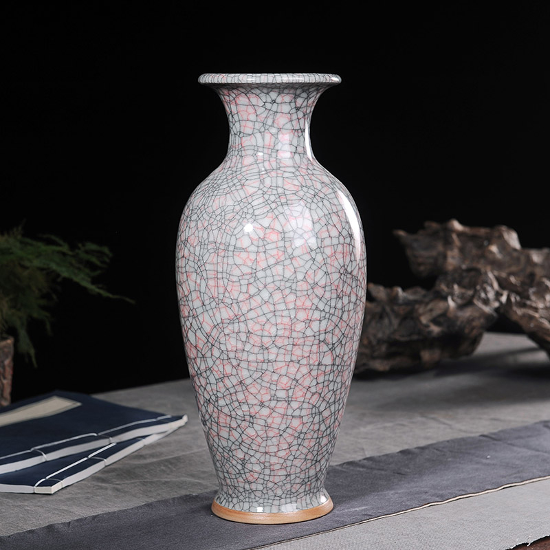 景德镇陶瓷器钧瓷冰裂纹花瓶酒柜电视柜办公室装饰工艺品客厅摆件红黑