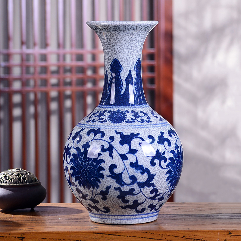 花瓶摆件客厅景德镇陶瓷官窑仿古青花瓷花瓶摆设复古家居装饰葫芦瓶