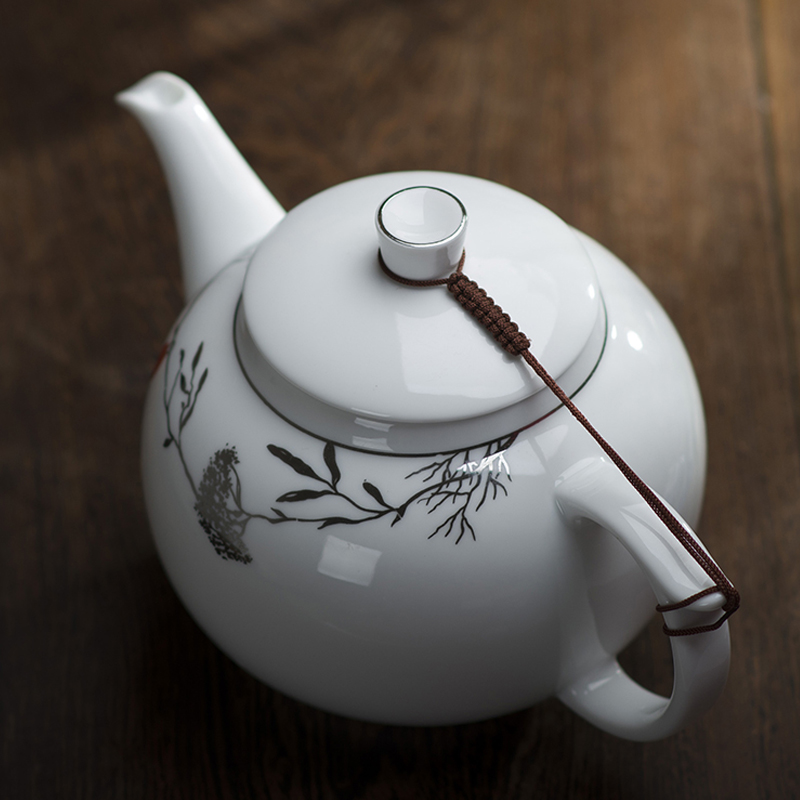 茶壶 陶瓷 家用泡茶茶具单壶凉水壶加厚防暴景德镇青花瓷 红灯笼