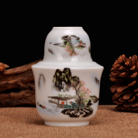 景德镇陶瓷白酒酒具套装温酒壶清酒烫酒壶黄酒器温酒具青山红树半斤