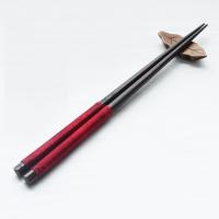 日式餐具 尖头筷子绕线绑线木筷天然木质便携餐具寿司筷子 深红色