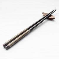 日式餐具 尖头筷子绕线绑线木筷天然木质便携餐具寿司筷子 灰色