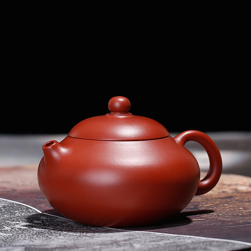 宜兴紫砂壶原矿大红袍文旦壶茶壶全手工扁龙蛋壶