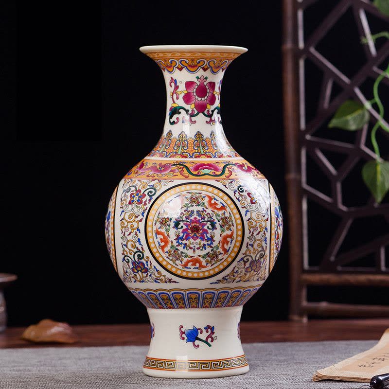 景德镇陶瓷器 珐琅彩花瓶 现代时尚家居装饰客厅工艺品摆件 灯笼瓶 锦绣前程图片