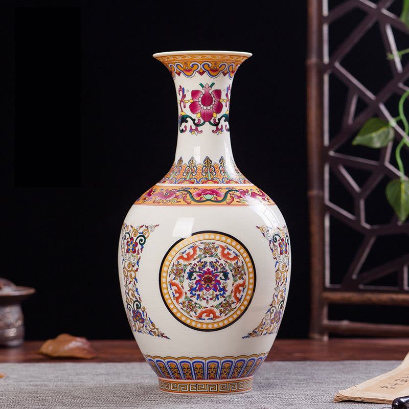 景德镇陶瓷器 珐琅彩花瓶 现代时尚家居装饰客厅工艺品摆件 赏瓶 菊花图片