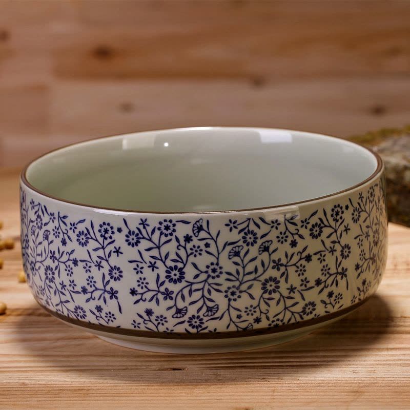 汤碗 陶瓷汤碗大号 日式釉下彩手绘大汤碗面碗 红梅图片