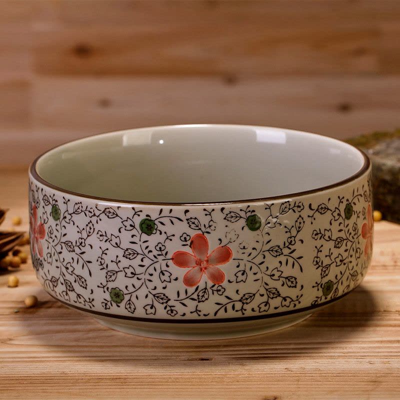汤碗 陶瓷汤碗大号 日式釉下彩手绘大汤碗面碗 蓝梅图片