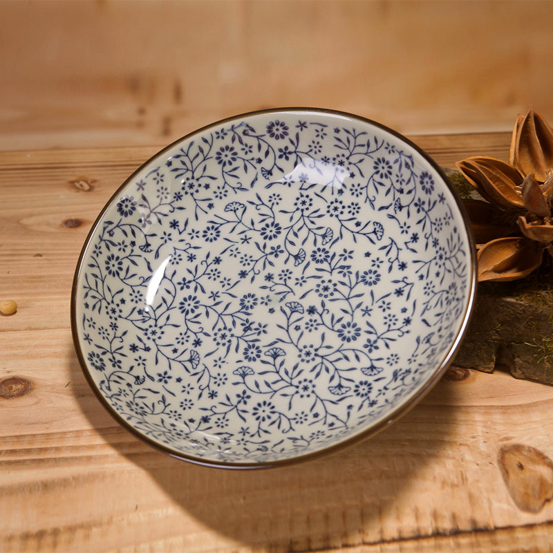 盘子日式釉下彩陶瓷盘子 8英寸 四色套装