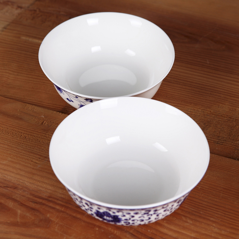 景德镇陶瓷面碗 6英寸骨瓷碗反口面碗 青花瓷大饭碗 礼品碗 缠枝莲