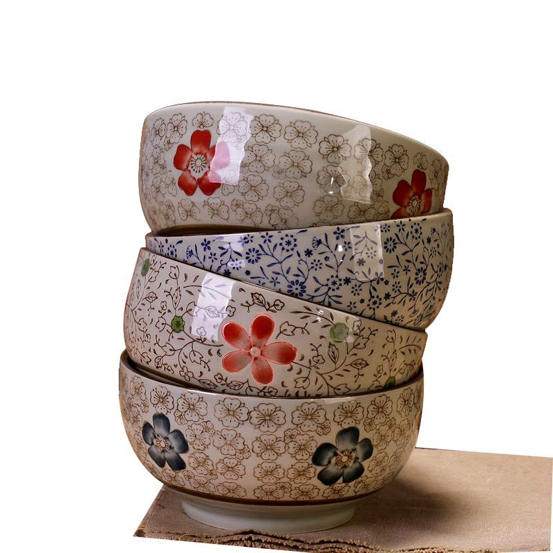 7英寸陶瓷面碗 日式和风大碗菜碗拉面碗沙拉碗泡面碗四色套装图片