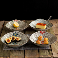 日式陶瓷8.5英寸三角盘和风创意菜盘饭盘水果拼盘 釉下彩手绘盘子四色套装