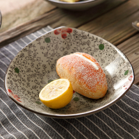 日式陶瓷8.5英寸三角盘和风创意菜盘饭盘水果拼盘 釉下彩手绘盘子四色套装