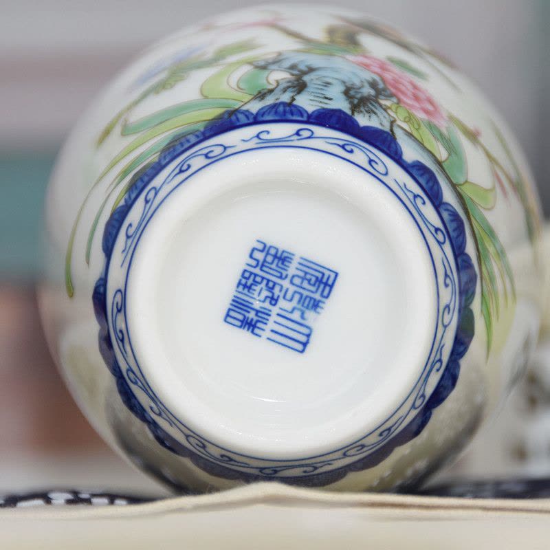 新中式景德镇陶瓷花瓶青花花鸟摆件现代客厅电视柜玄关酒柜家居装饰品 和鸣图片